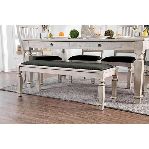Georgia Antique White/Gray Bench - California Furniture (Coachella, CA)