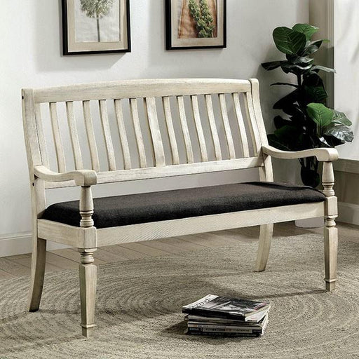 Georgia Antique White/Gray Love Seat Bench - California Furniture (Coachella, CA)