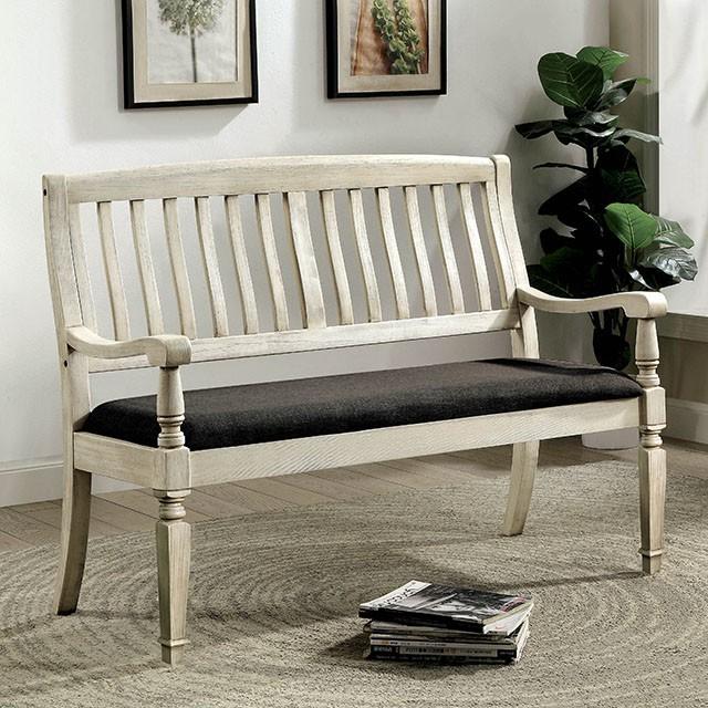Georgia Antique White/Gray Love Seat Bench - California Furniture (Coachella, CA)