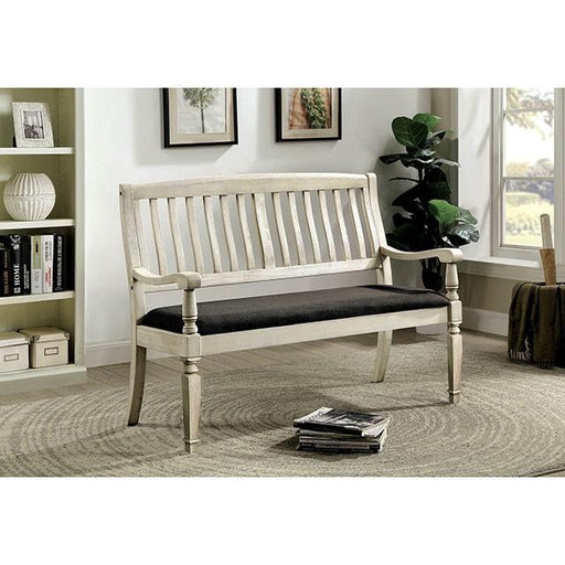 Georgia Antique White/Gray Love Seat Bench - California Furniture (Coachella, CA)