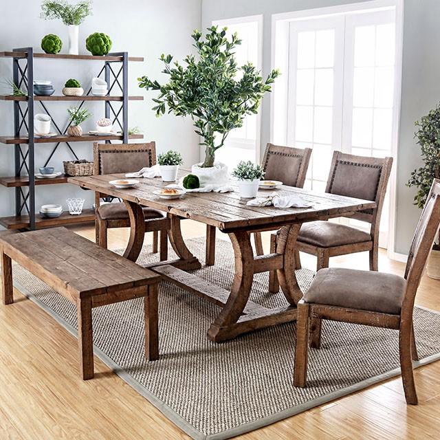 GIANNA Rustic Oak 77" Dining Table - California Furniture (Coachella, CA)