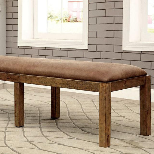 GIANNA Rustic Pine Fabric Bench - California Furniture (Coachella, CA)
