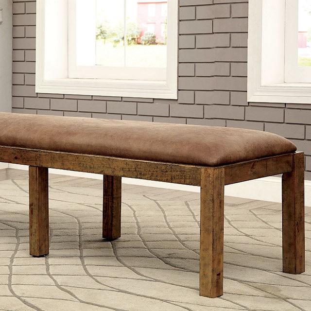 GIANNA Rustic Pine Fabric Bench - California Furniture (Coachella, CA)