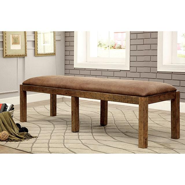 GIANNA Rustic Pine Fabric Bench - California Furniture (Coachella, CA)