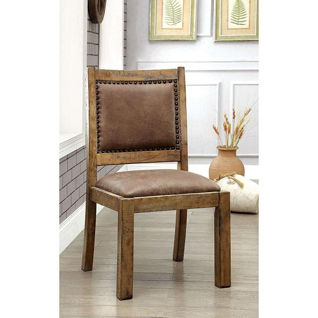 GIANNA Rustic Pine/Brown Side Chair (2/CTN) - California Furniture (Coachella, CA)