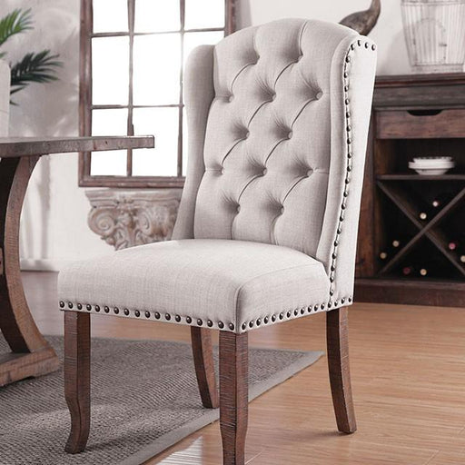 Gianna Rustic Pine/Ivory Wingback Chair (2/CTN) - California Furniture (Coachella, CA)