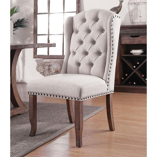 Gianna Rustic Pine/Ivory Wingback Chair (2/CTN) - California Furniture (Coachella, CA)
