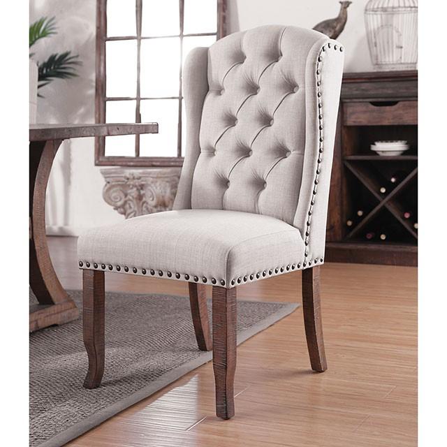 Gianna Rustic Pine/Ivory Wingback Chair (2/CTN) - California Furniture (Coachella, CA)