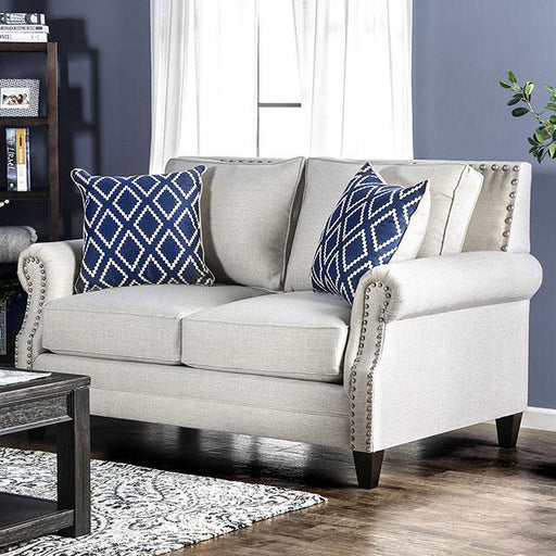 Giovanni Beige/Blue Love Seat - California Furniture (Coachella, CA)