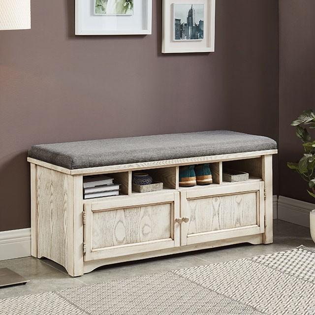 Gwebdolyn Weather White Shoe Bench - California Furniture (Coachella, CA)
