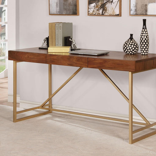 Halstein Light Walnut/Gold Desk - California Furniture (Coachella, CA)