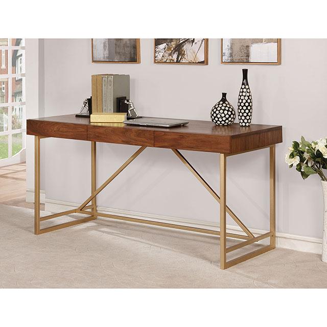 Halstein Light Walnut/Gold Desk - California Furniture (Coachella, CA)