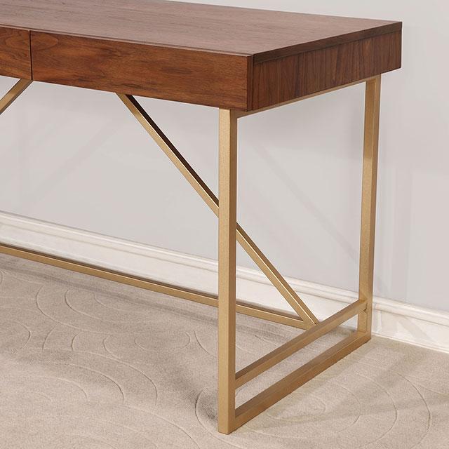 Halstein Light Walnut/Gold Desk - California Furniture (Coachella, CA)