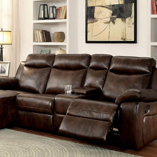 Hardy Brown Sectional w/ Console, Brown - California Furniture (Coachella, CA)