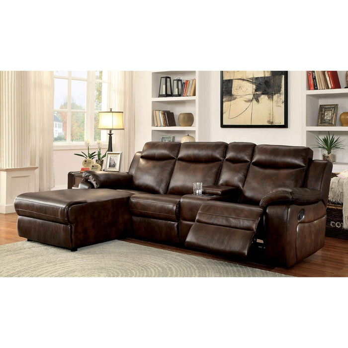 Hardy Brown Sectional w/ Console, Brown - California Furniture (Coachella, CA)