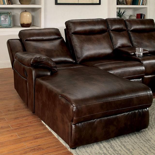 Hardy Brown Sectional w/ Console, Brown - California Furniture (Coachella, CA)