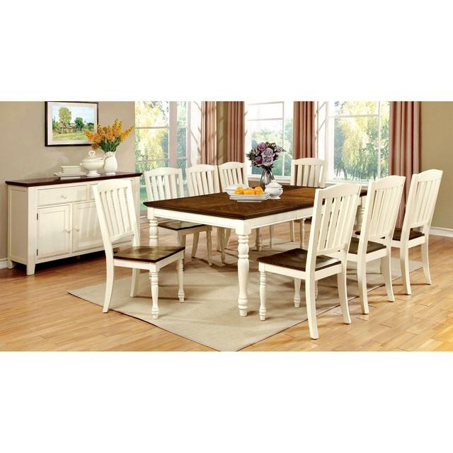 HARRISBURG Vintage White/Dark Oak Dining Table w/ 18" Butterfly Leaf - California Furniture (Coachella, CA)