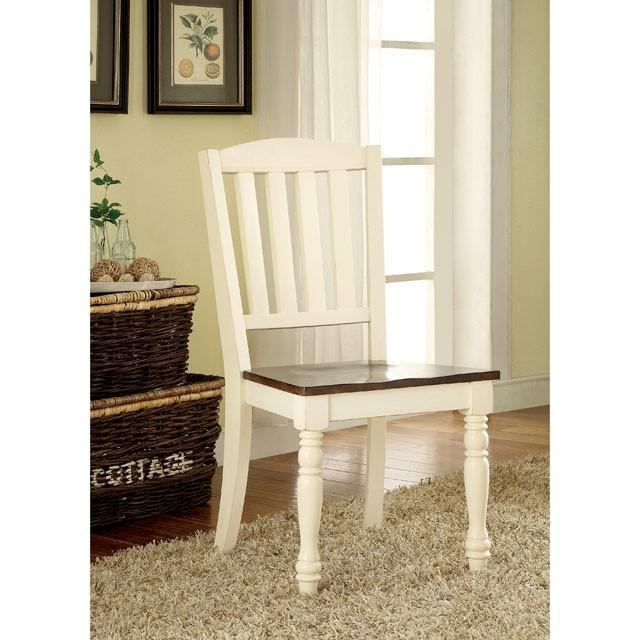 HARRISBURG Vintage White/Dark Oak Side Chair (2/CTN) - California Furniture (Coachella, CA)