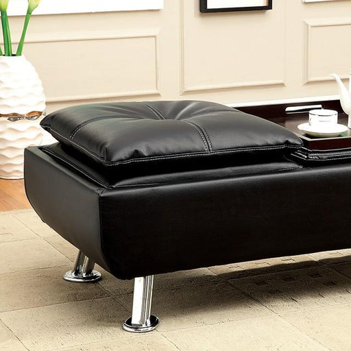 HAUSER II Black/Chrome Ottoman, Black - California Furniture (Coachella, CA)