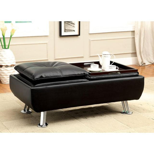 HAUSER II Black/Chrome Ottoman, Black - California Furniture (Coachella, CA)