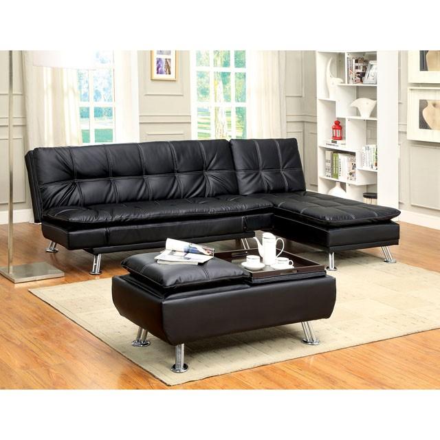 HAUSER II Black/Chrome Ottoman, Black - California Furniture (Coachella, CA)