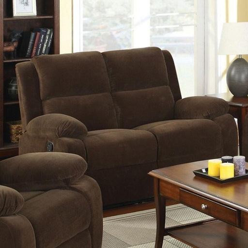 Haven Dark Brown Love Seat w/ 2 Recliners - California Furniture (Coachella, CA)