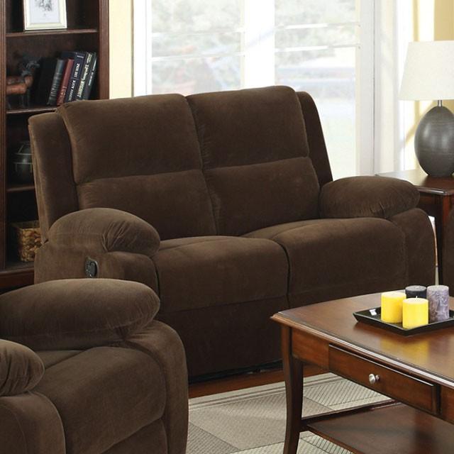 Haven Dark Brown Love Seat w/ 2 Recliners - California Furniture (Coachella, CA)