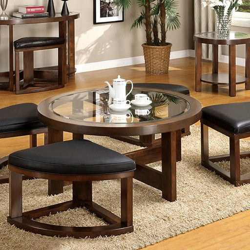 Crystal Cove II Dark Walnut Round Coffee Table w/ 4 Stools - California Furniture (Coachella, CA)