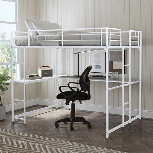 Cybill Full Loft Bed White, Silver, & Black - California Furniture (Coachella, CA)