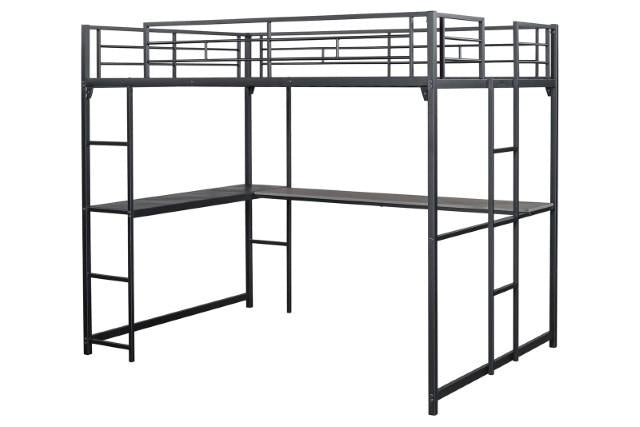Cybill Full Loft Bed White, Silver, & Black - California Furniture (Coachella, CA)
