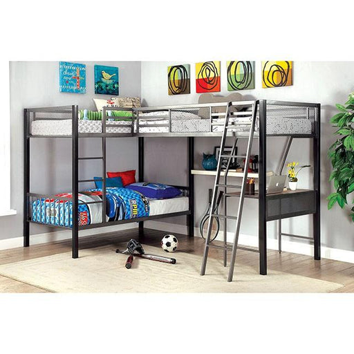 BALLARAT Silver Triple Twin Bunk Bed w/ Desk - California Furniture (Coachella, CA)