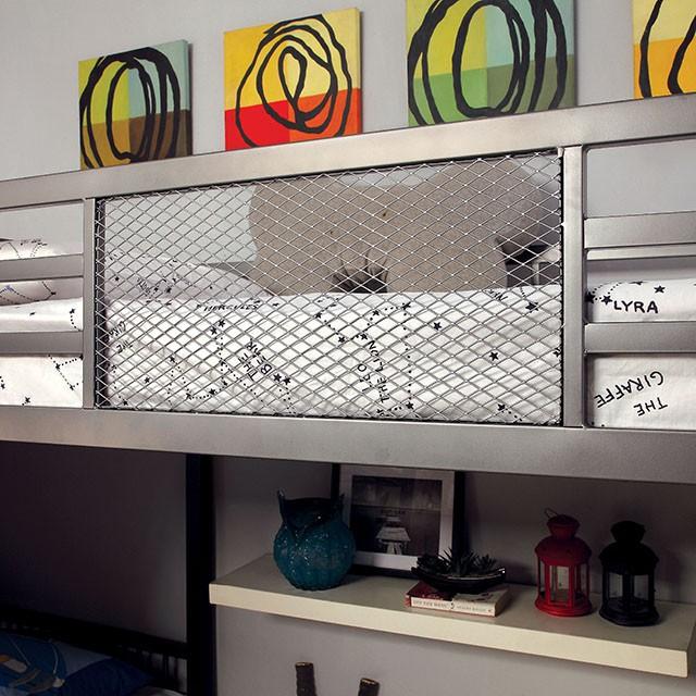 BALLARAT Silver Triple Twin Bunk Bed w/ Desk - California Furniture (Coachella, CA)