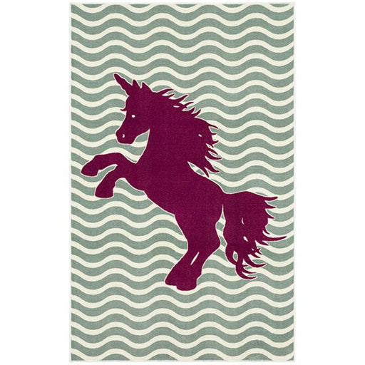 BARON 5' X 8', Area Rug, Horse, Sage Green/Fuchsia - California Furniture (Coachella, CA)