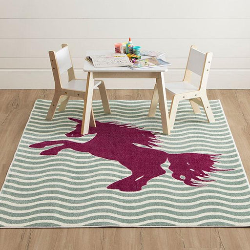 BARON 5' X 8', Area Rug, Horse, Sage Green/Fuchsia - California Furniture (Coachella, CA)