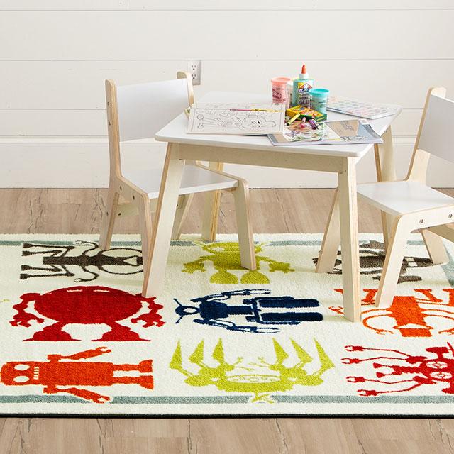 BARON 5' X 8', Area Rug, Robots, Multi/Ivory - California Furniture (Coachella, CA)