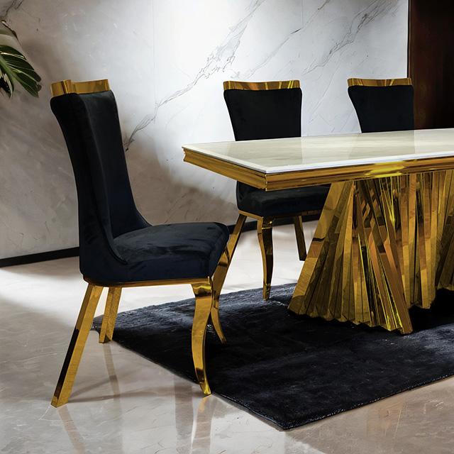 Basilicata 7 Pc Dining Set Gold & Silver - California Furniture (Coachella, CA)