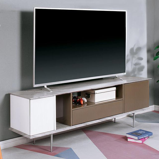 BLAIR 70" TV Console, White/Champagne/Gray - California Furniture (Coachella, CA)