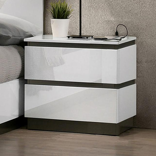 BIRSFELDEN Night Stand w/ USB, White - California Furniture (Coachella, CA)