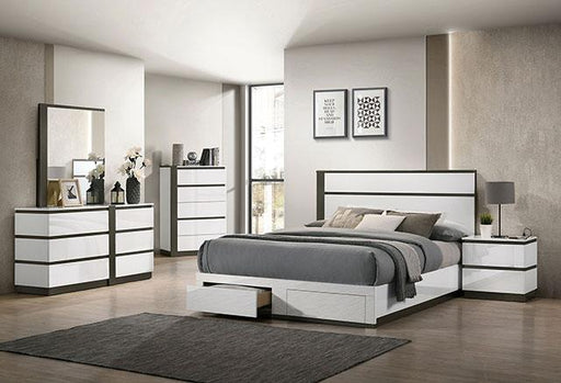 BIRSFELDEN Cal.King, E.King, & Queen Bed w/ Drawers, White - California Furniture (Coachella, CA)