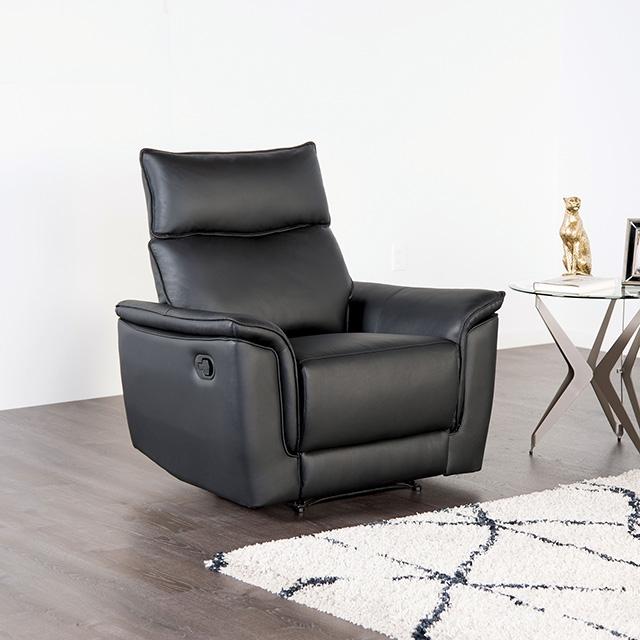 Bienne Recliner Chair White & Black - California Furniture (Coachella, CA)