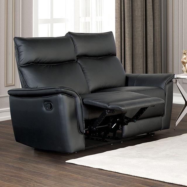 Bienne Loveseat Manual Recliner White & Black - California Furniture (Coachella, CA)