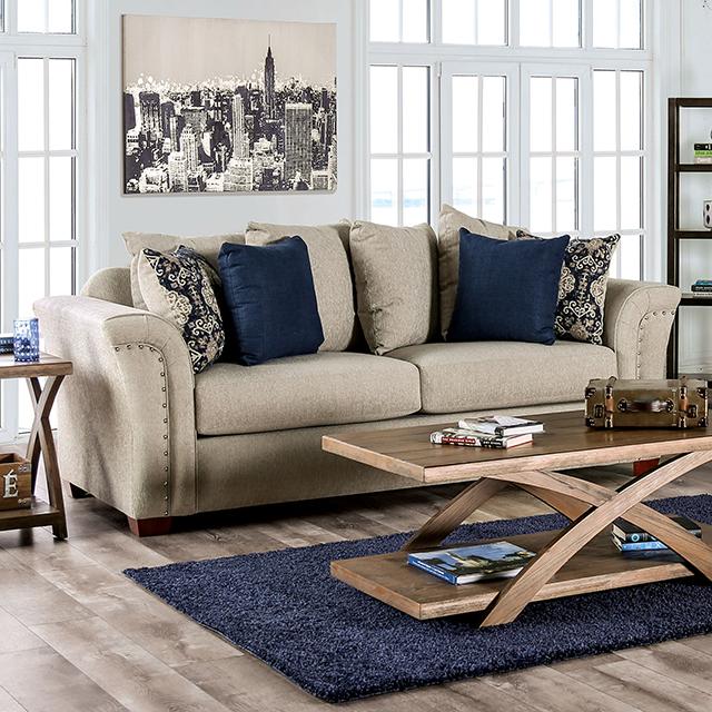 BELSIZE Sofa, Beige/Navy - California Furniture (Coachella, CA)