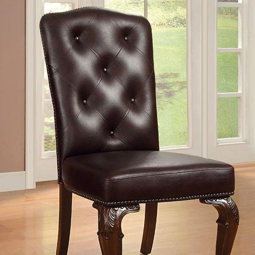 Bellagio Brown Cherry/Pattern Leatherette Side Chair (2/CTN) - California Furniture (Coachella, CA)