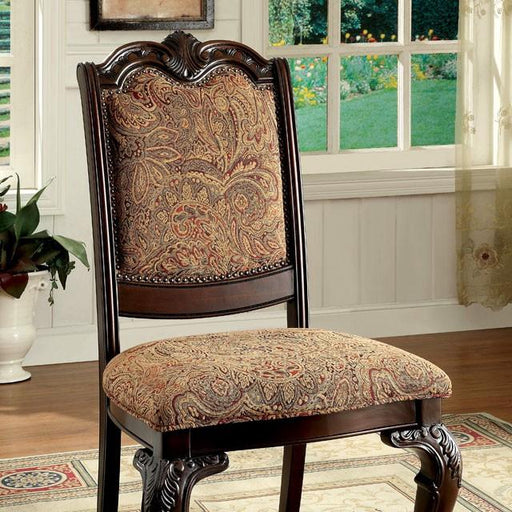 BELLAGIO Brown Cherry/Pattern Fabric Side Chair (2/CTN) - California Furniture (Coachella, CA)
