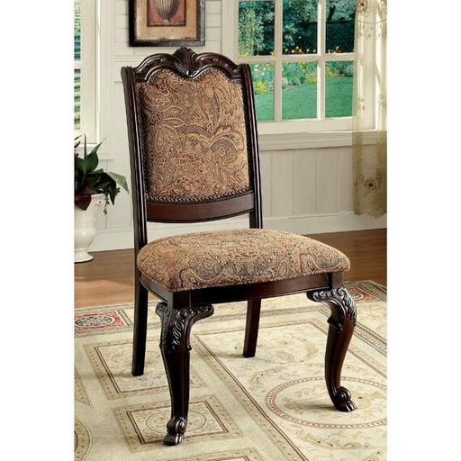 BELLAGIO Brown Cherry/Pattern Fabric Side Chair (2/CTN) - California Furniture (Coachella, CA)