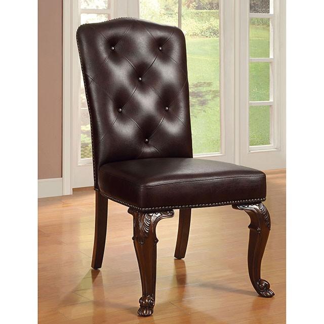 Bellagio Brown Cherry/Pattern Leatherette Side Chair (2/CTN) - California Furniture (Coachella, CA)