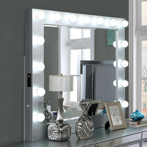 BELLADONNA Mirror w/ USB, Power, Light, Silver - California Furniture (Coachella, CA)