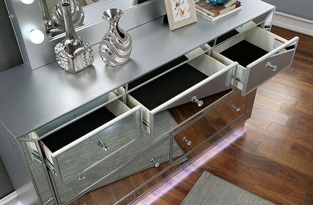 BELLADONNA Dresser w/ LED, Silver - California Furniture (Coachella, CA)