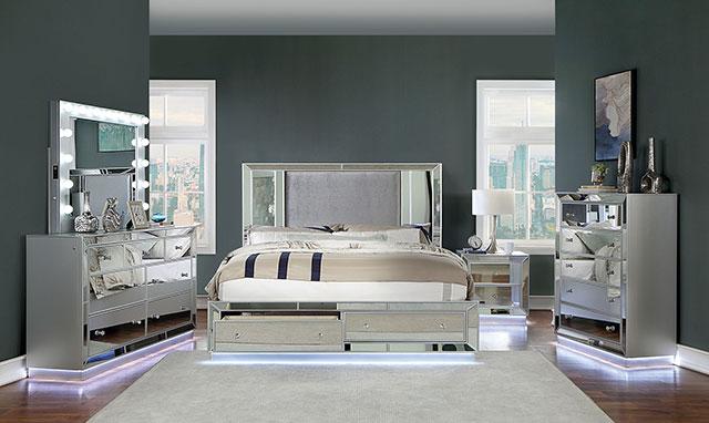 BELLADONNA Cal.King, E.King & Queen Bed, Silver - California Furniture (Coachella, CA)