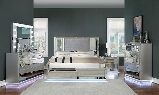 BELLADONNA Night Stand w/ LED & USB, Silver - California Furniture (Coachella, CA)